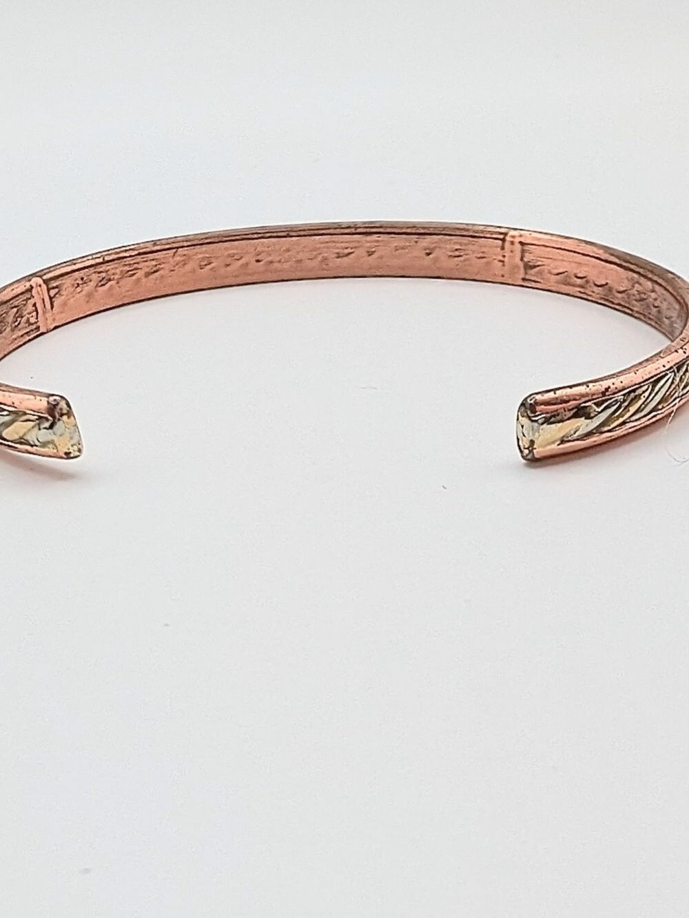Vintage Copper Twisted Cable Cuff Bracelet Artisan Signed - Picture 4 of 5